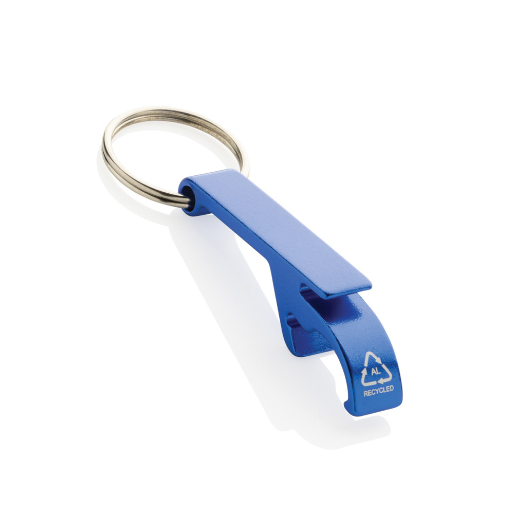 Flaschen- und Dosenöffner aus RCS recyceltem Aluminium - blau (± PMS 2736C)