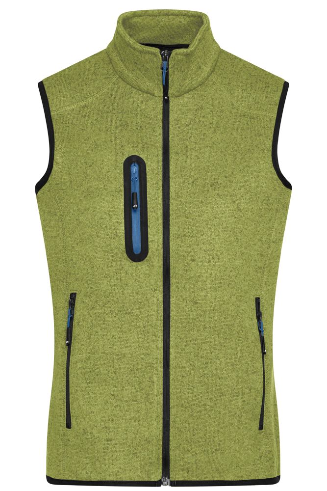 Ladies' Knitted Fleece Vest - Kiwi-melange/royal (ca. Pantone 377C
653C)