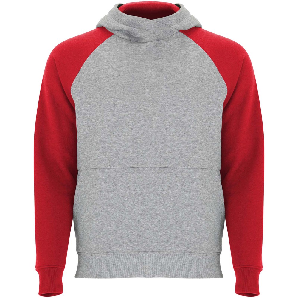 Badet 280 g/m² zweifarbiger Kapuzenpullover für Kinder - heather grau, rot