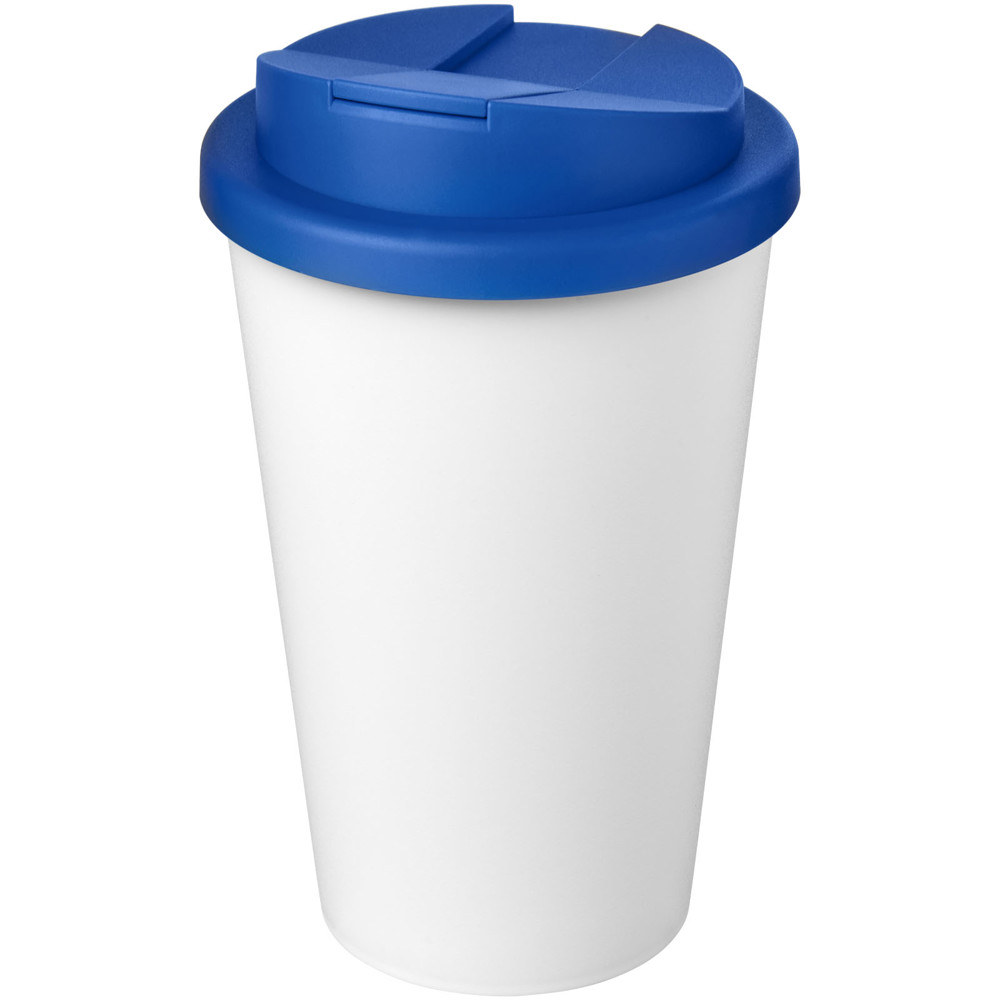 Americano® Eco 350 ml recycelter Becher mit auslaufsicherem Deckel - mittelblau, weiss