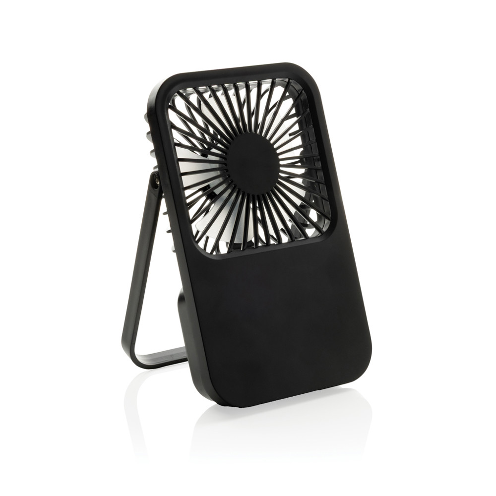 Aervina wiederaufladbarer Tischventilator aus RCS rec. ABS - schwarz (± PMS Black)