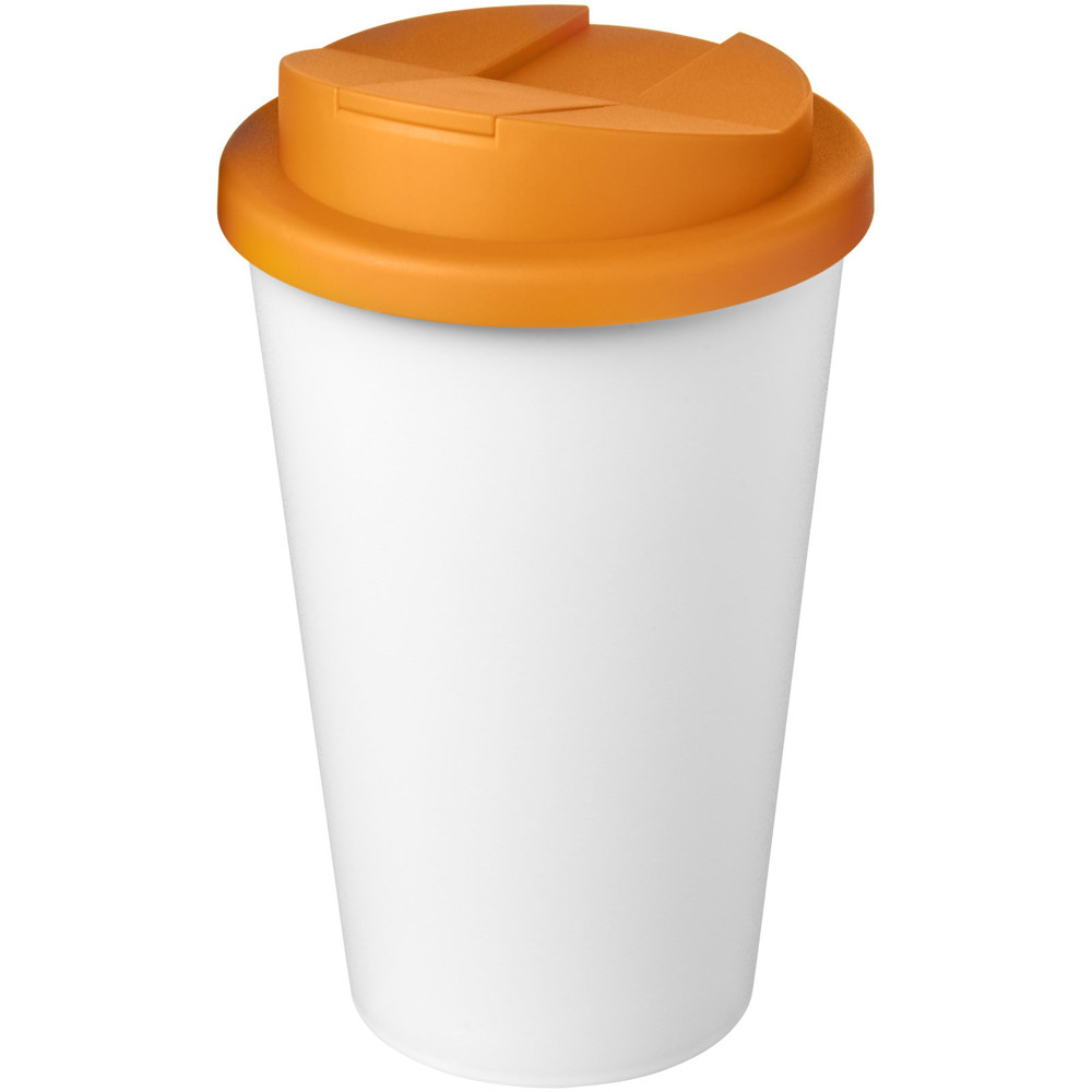 Americano® Eco 350 ml recycelter Becher mit auslaufsicherem Deckel - orange, weiss