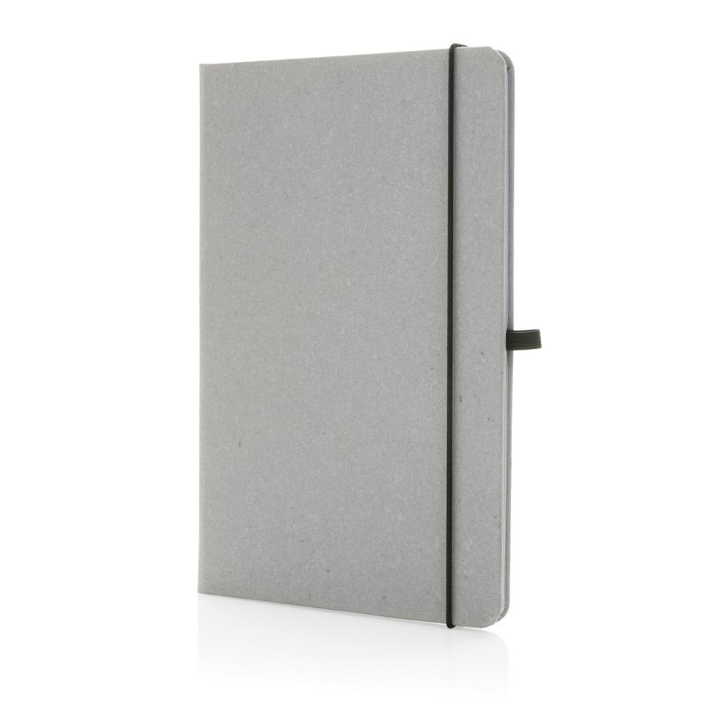 A5 Hardcover Notizbuch aus GRS recyceltem PU - Hellgrau (± PMS 420)
