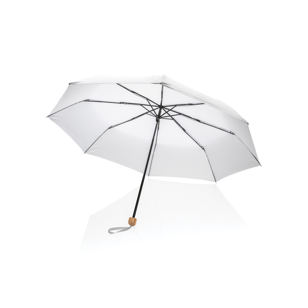 20.5" Impact AWARE™ RPET 190T Pongee Bambus Mini-Schirm - weiß (± PMS White)