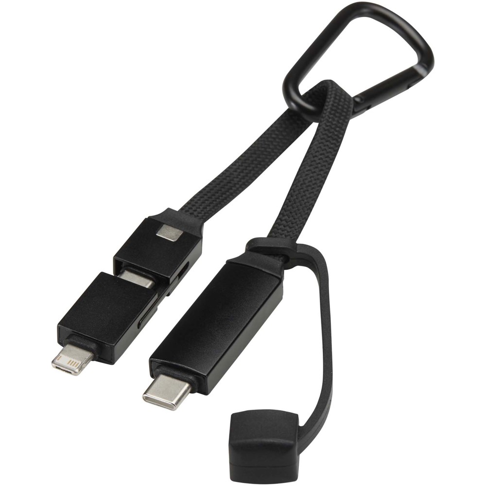 Algieba 65 W 3-in-1-Ladekabel aus recyceltem Aluminium mit Karabinerhaken