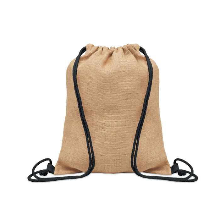 FUKURO - Jute Beutel mit Kordelzug - schwarz