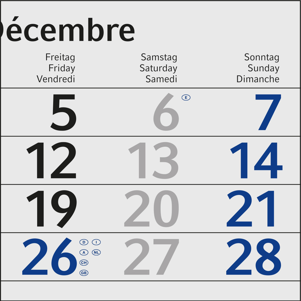 3-Monatskalender Einblatt Budget 3, blau