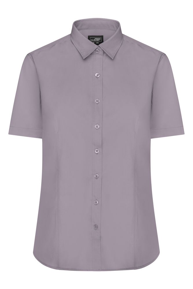 Ladies' Shirt Short-Sleeved Poplin - Steel (ca. Pantone 423U)