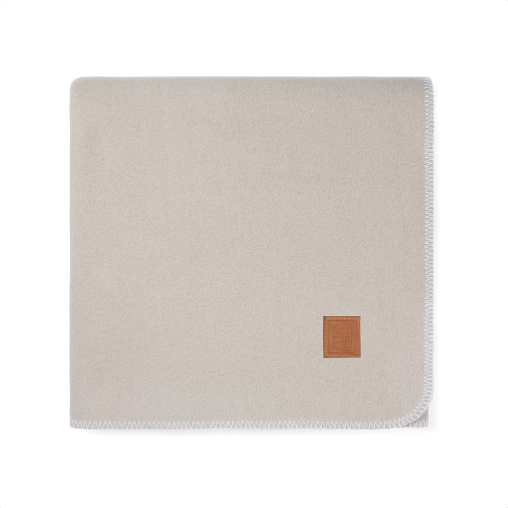 VINGA Moulton Decke aus GRS rPET - beige, feather grey (± PMS beige/ ± PMS 15-1305 TPG)