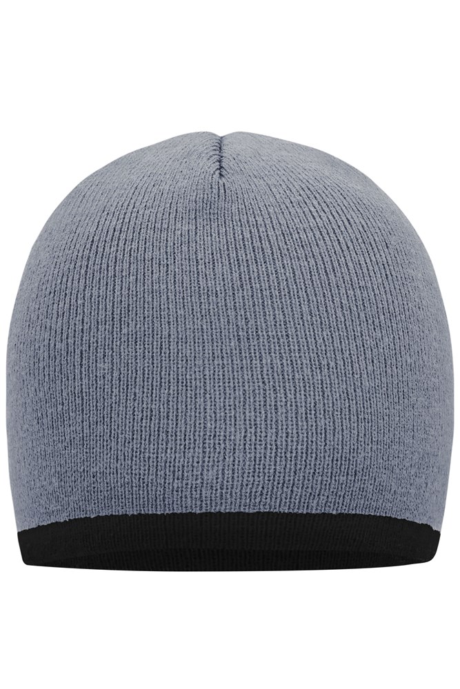 Beanie with Contrasting Border - Light-grey/black (ca. Pantone 420C
blackC)