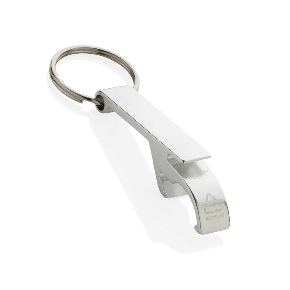 Flaschen- und Dosenöffner aus RCS recyceltem Aluminium - silber (± PMS 428)