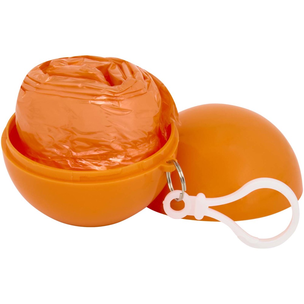Fog Poncho in rundem Kunststoffbehälter mit Karabinerhaken - Orange