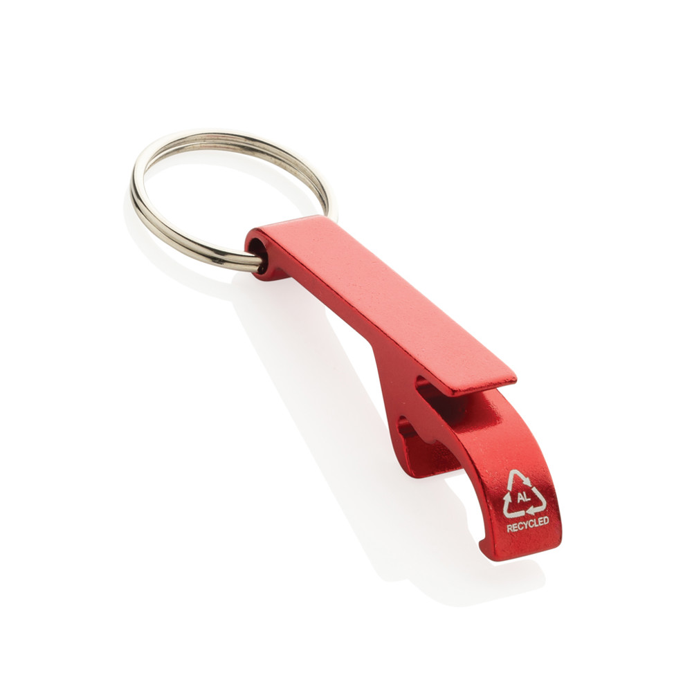 Flaschen- und Dosenöffner aus RCS recyceltem Aluminium - rot (± PMS 193)