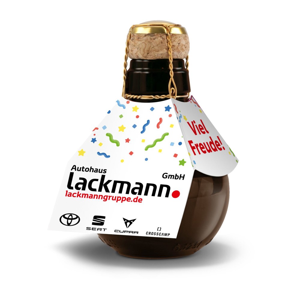 Kleinste Sektflasche der Welt! Eigendesign - Inklusive Geschenkkarton in Gelb, 125 ml