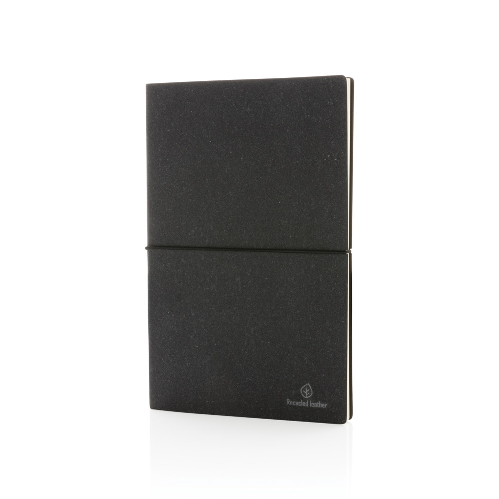 A5 Notizbuch aus GRS recyceltem Leder - grau (± PMS 425)